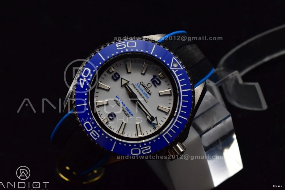 Bezel Ultra on White Deep Seamaster Edition Strap Dial 1:1 Blue Ceramic Black TF Rubber SS 6000M A2824 Best 0211